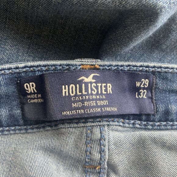 Hollister Jeans 9R 28x31 (actual) Bootcut Straight Stretch Denim Preppy Blue - Picture 7 of 8